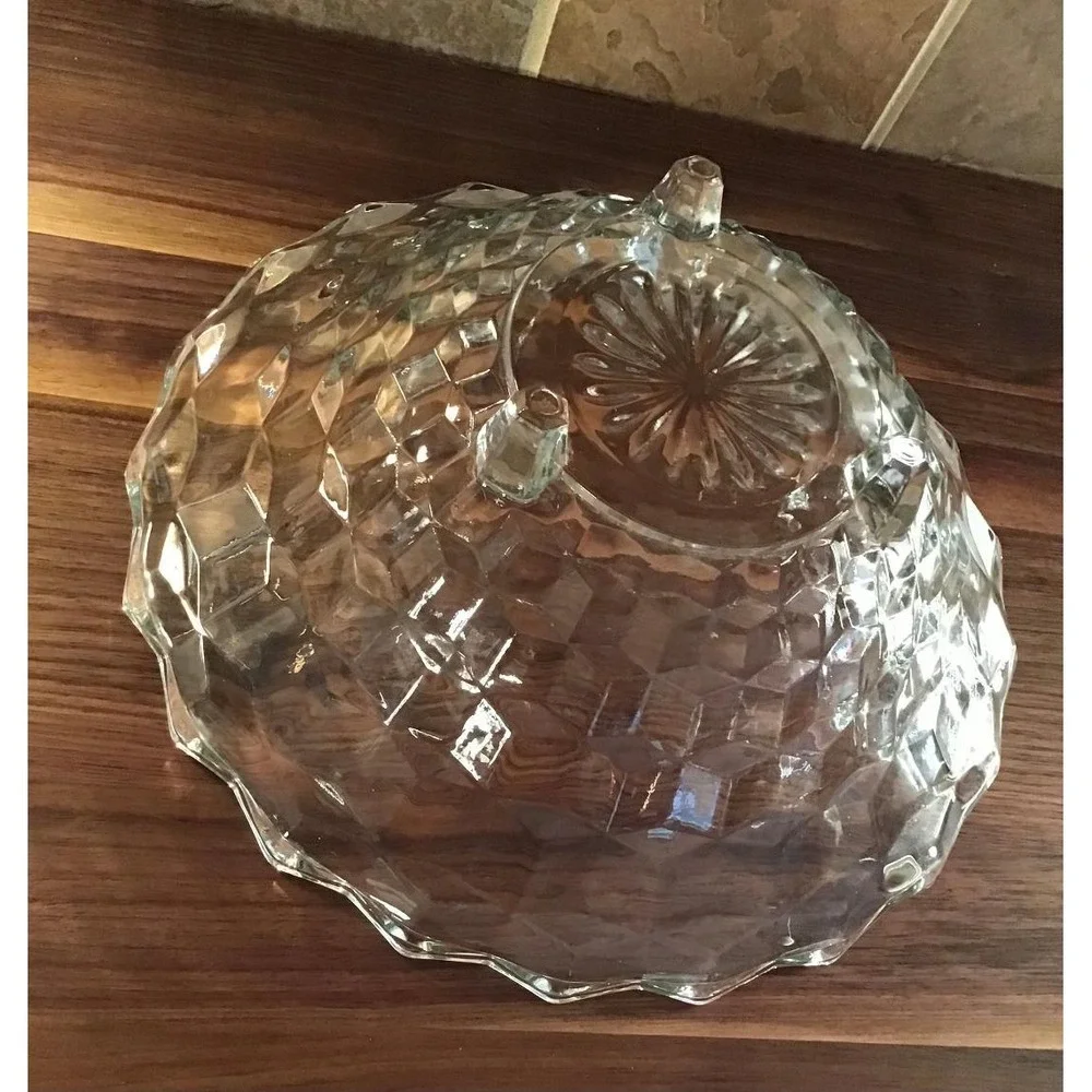 VTG Indiana Glass Whitehall‎ Pattern Cubist Glass Footed Bowl Sawtooth 10